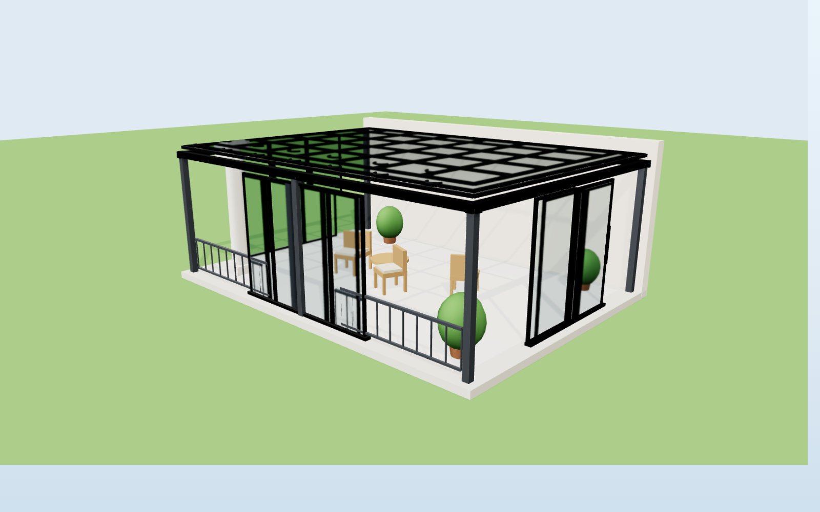 3D view of the terrace glass enclosure